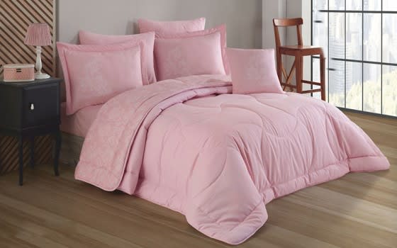 Mira Cotton Comforter Set 7 PCS - King Pink