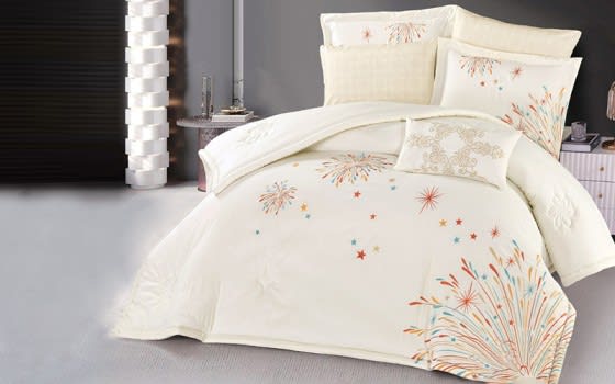 Amira Embroidered Comforter Set 7 PCS - King Cream