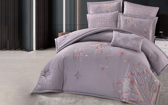 Amira Embroidered Comforter Set 7 PCS - King Grey