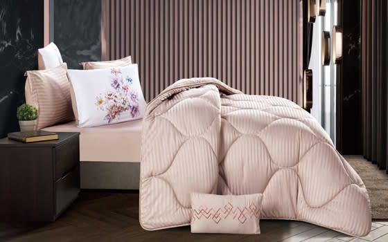 Marie Stripe Comforter Set 7 PCS - King Beige