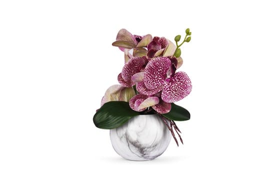 Ceramic Vase with Decorative Orchid Flower 1 PC - Pink