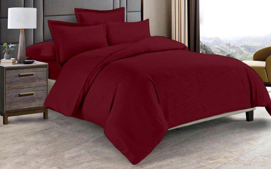Hilton Striped Quilt Cover Set Whitout Filling 4 Pcs - Single Red