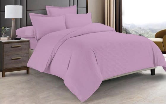 Hilton Striped Quilt Cover Set Whitout Filling 4 Pcs - Single Pink