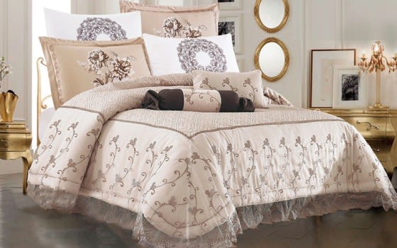 Durrah Wedding Comforter Set 8 PCS - King Beige