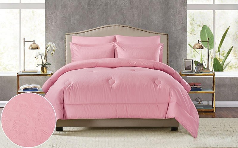 Cannon Cotton Jacquard Comforter Set 6 PCS - King Pink