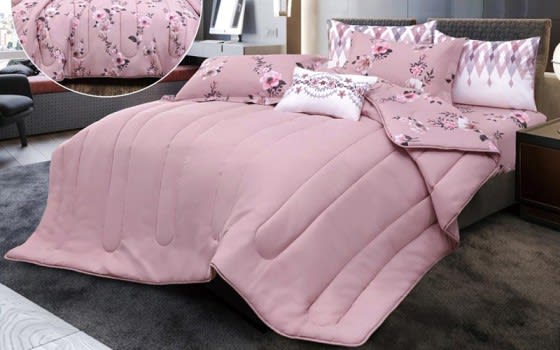 Alice Cotton Comforter Set 7 PCS - King Pink