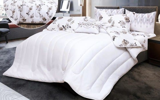 Alice Cotton Comforter Set 6 Pcs - Queen White