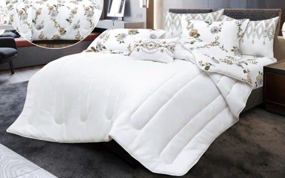 Alice Cotton Comforter Set 6 Pcs - Queen Off White