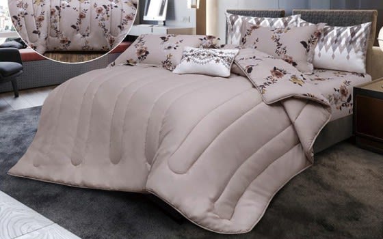 Alice Cotton Comforter Set 4 Pcs -  Single Beige