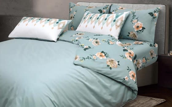 Alice Cotton Quilt Cover Set Without Filling 6 PCS - Queen Turquoise