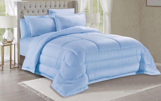 Valentini Striped Quilt Cover Bedding Set Whitout Filling 4 PCS - Single Blue