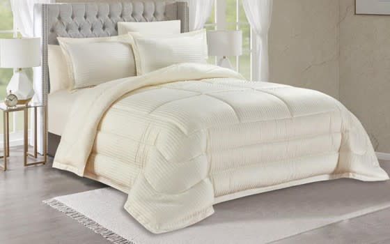 Valentini Striped Quilt Cover Bedding Set Whitout Filling 4 PCS - Single Cream