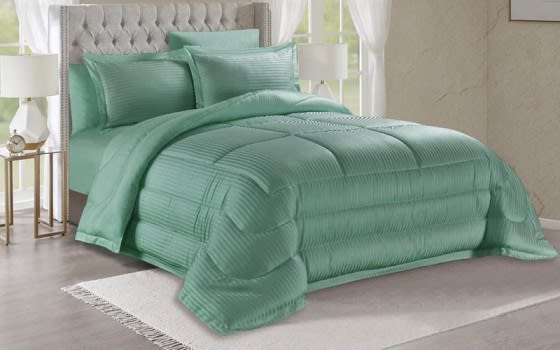 Valentini Striped Quilt Cover Bedding Set Whitout Filling 4 PCS - Single Green