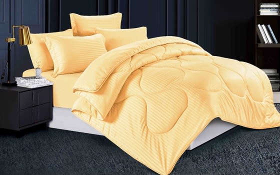 Relax Stripe Hotel Comforter Bedding Set 6 PCS - Queen Yellow