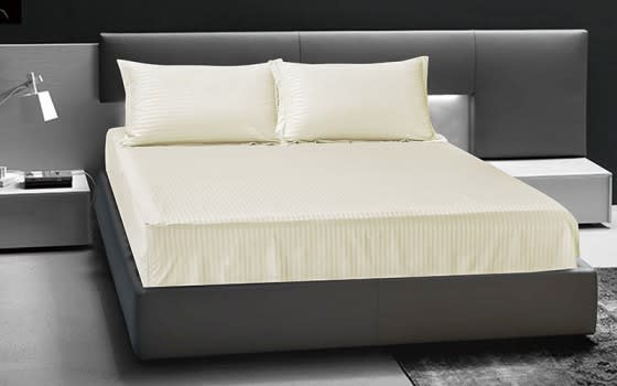 Relax Hotel Stripe Bedsheet Set 3 PCS - King Cream ​​​​​​​