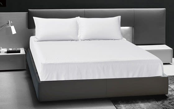 Relax Hotel Stripe Bedsheet Set 2 Pcs - Single White