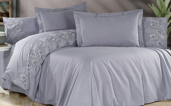 Armada Cotton Satin Quilt Cover Bedding Set Without Filling 6 PCS - King Grey 