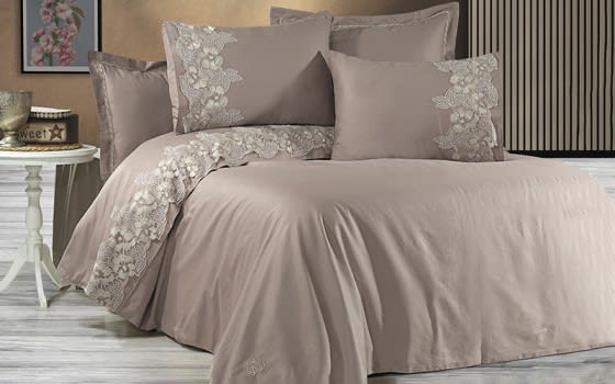 Armada Cotton Satin Quilt Cover Bedding Set Without Filling 6 PCS - King Brown 