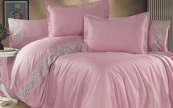 Armada Cotton Satin Quilt Cover Bedding Set Without Filling 6 PCS - King Pink 