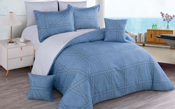 Sheik Cotton Comforter Bedding Set 8 PCS - King Blue