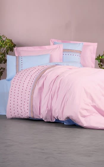 Cotton Box Single Duvet Cover Bedding Set Without Filling 4 PCS - Tatum Mavi