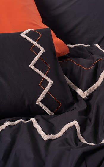 Cotton Box Single Duvet Cover Bedding Set Without Filling 4 PCS - Mirely Siyah Kiremit