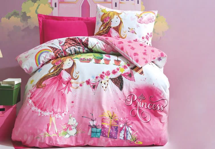 Cotton Box Kids Duvet Cover Bedding Set Without Filling 4 PCS - Princess Pembe