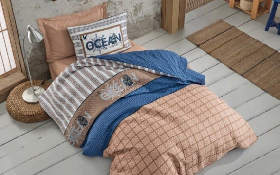 Cotton Box Kids Duvet Cover Bedding Set Without Filling 4 PCS - Ocean Lacivert