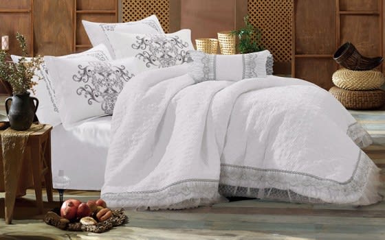 Samah Danteel Comforter Bedding Set 7 PCS - King White