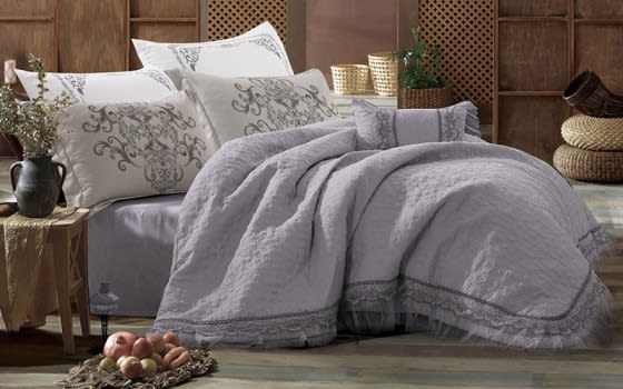 Samah Danteel Comforter Bedding Set 7 PCS - King Grey