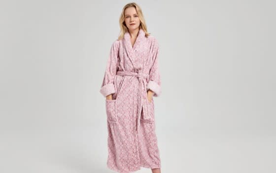 Feature Flannel Bathrobe 1 PC - Pink
