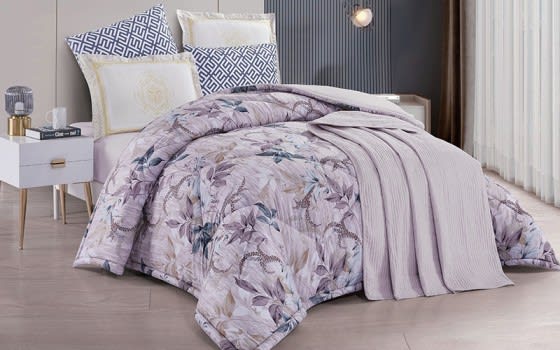 Mona Comforter Bedding Set With Bedspread 5 PCS - Single Beige