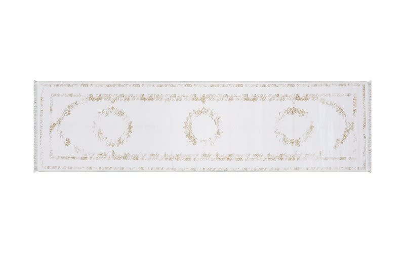 Shine Premium Carpet - ( 80 x 300 ) cm White & Gold