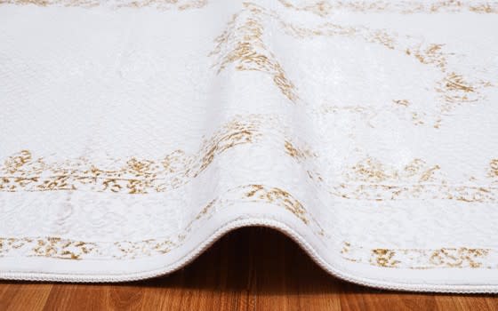 Shine Premium Carpet - ( 80 x 300 ) cm White & Gold