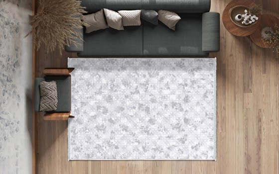 Shine Premium Carpet - ( 200 x 290 ) cm Grey & White
