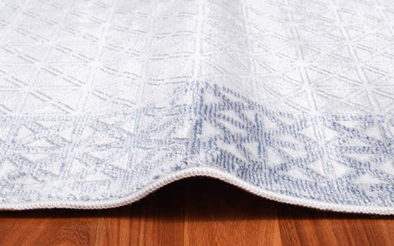 Shine Premium Carpet - ( 80 x 200 ) cm Off White & Blue