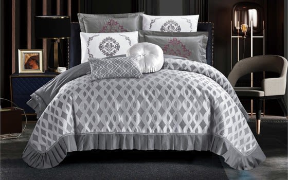 Camilla Comforter Bedding Set 8 PCS - King Grey