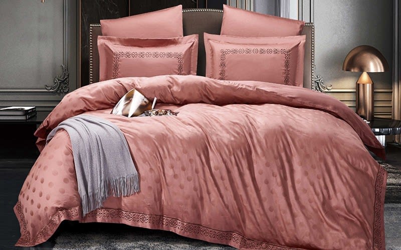 Shahd Cotton Quilt Cover Bedding Set Without Filling 6 PCS - King Pink