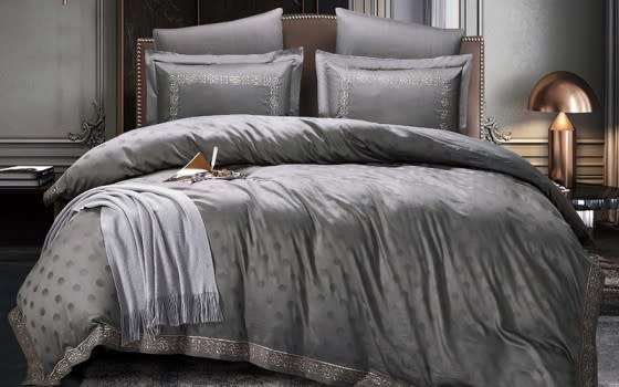 Shahd Quilt Cover Bedding Set Without Filling 6 PCS - King Grey