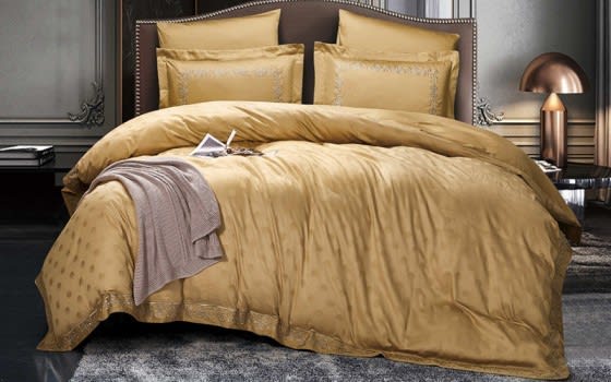 Shahd Quilt Cover Bedding Set Without Filling 6 PCS - King Gold