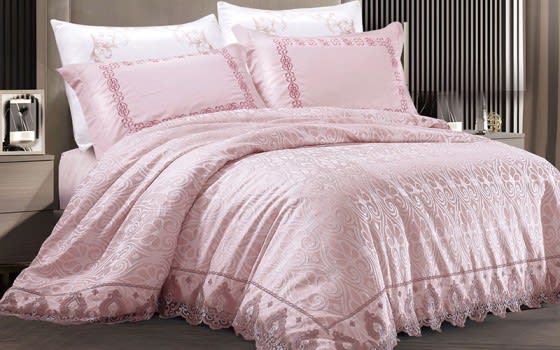 Ahlam Dantel Quilt Cover Bedding Set Without Filling 6 PCS - King Pink