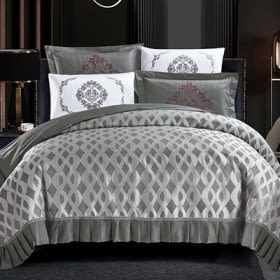Camilla Quilt Cover Bedding Set Without Filling 6 PCS - King Grey