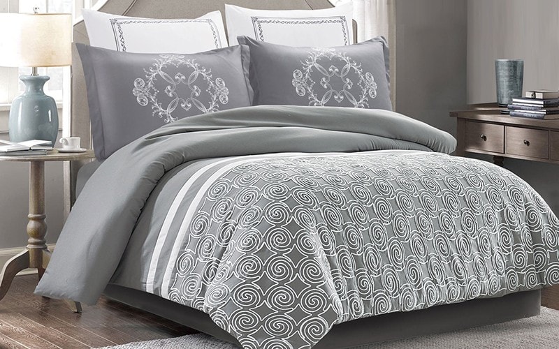 Alia Quilt Cover Bedding Set Without Filling 6 PCS - King Grey 