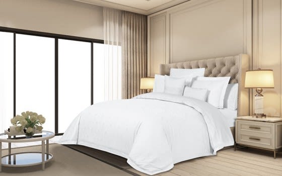 Cannon Cotton Jacquard Embroidered Comforter Bedding Set 9 PCS - King White
