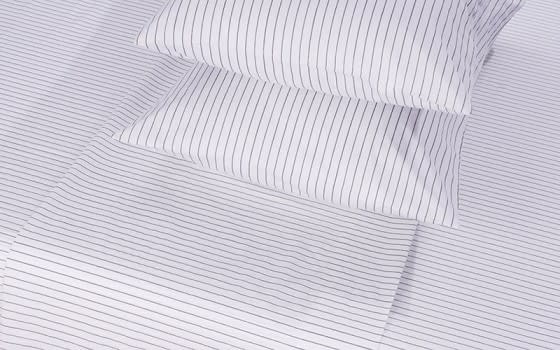 Welspun Basics Stripe Bed Sheet Set 4 PCS - King White & D.Grey ( 200 TC )