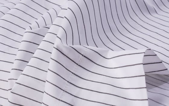 Welspun Basics Stripe Bed Sheet Set 4 PCS - King White & D.Grey ( 200 TC )