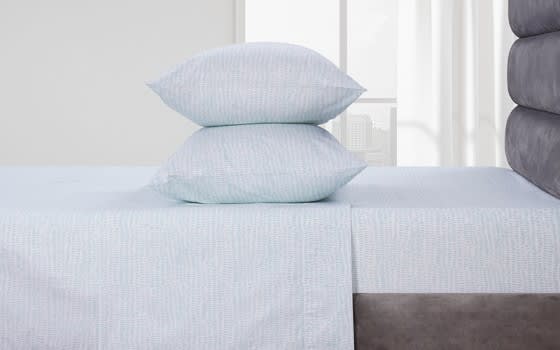 Welspun Basics Spotted Bed Sheet Set 4 PCS - King White & Green ( 200 TC )