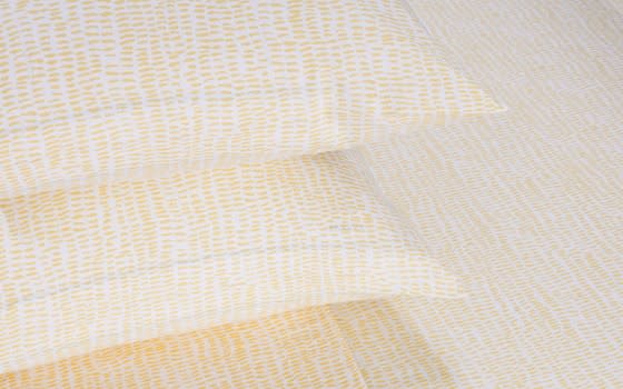 Welspun Basics Spotted Bed Sheet Set 4 PCS - Queen White & Yellow ( 200 TC )