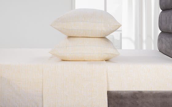 Welspun Basics Spotted Bed Sheet Set 4 PCS - King White & Yellow ( 200 TC )