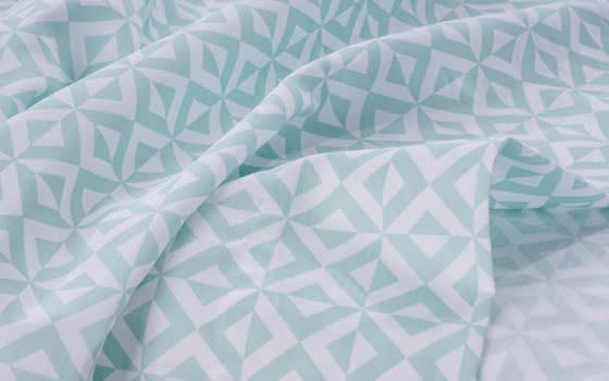 Welspun Basics Printed Bed Sheet Set 4 PCS - King White & Green ( 220 TC )